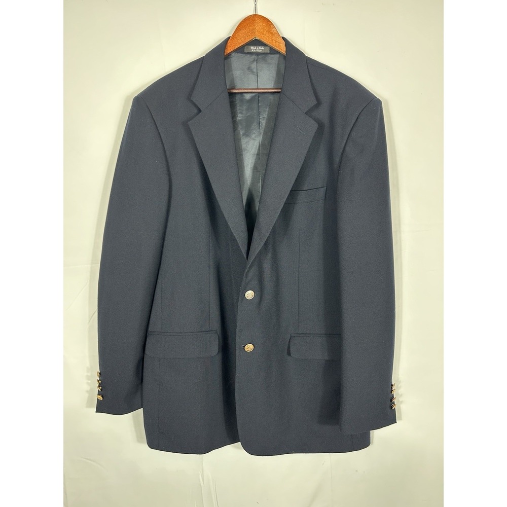 Men's Navy Sports Coat Blazer Gold Buttons Nautical Classic Preppy